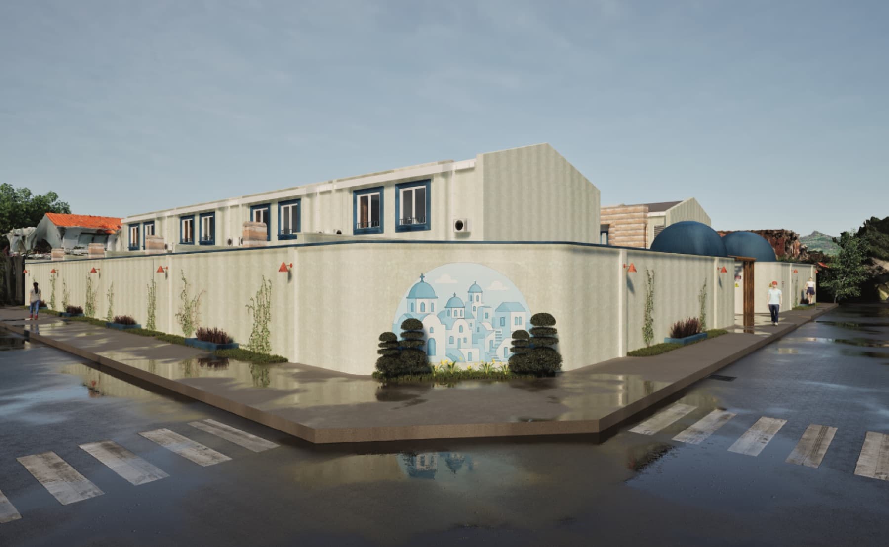 Render oficial del condominio Santorini