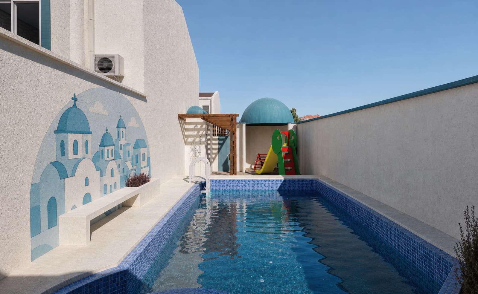 Visual conceptual del área común con piscina